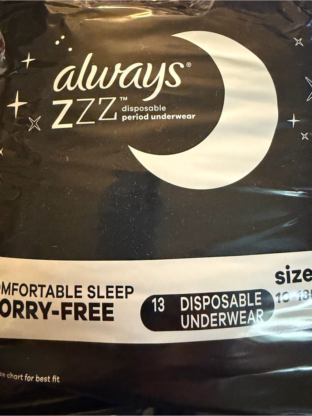 Always ZZZ Disposable Period Underwear - Black